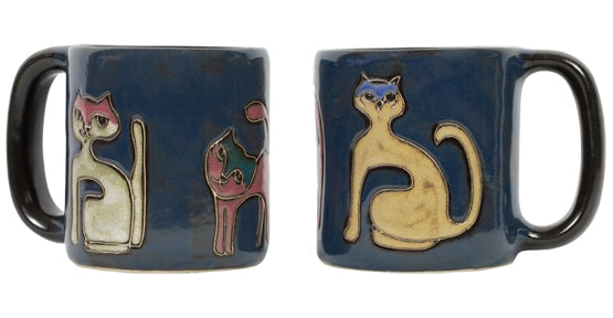 Mara Stoneware Cats Mug - Blue