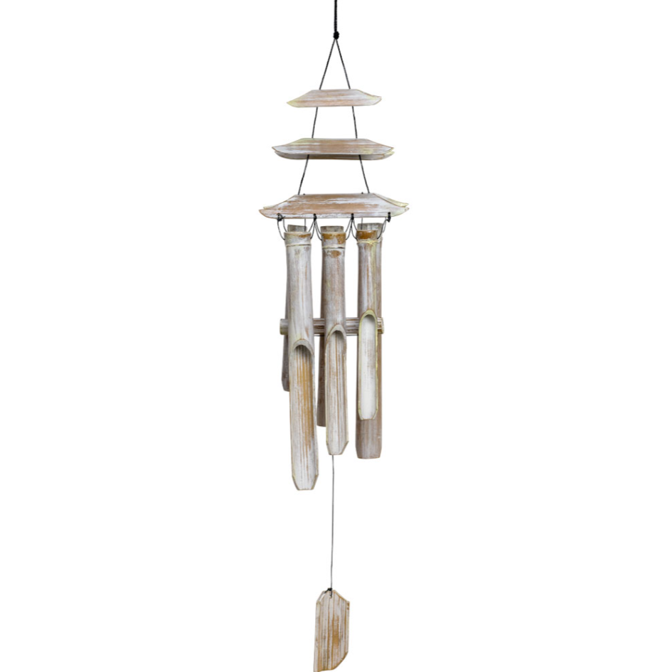 Bamboo Windchime White Washed Pagoda